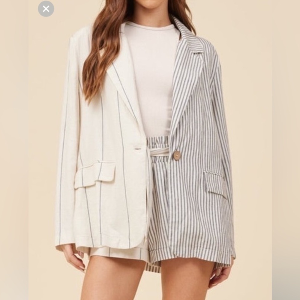 NWOT Vintage Havana Two-Tone Striped Blazer